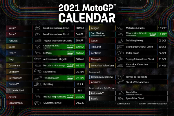 2021 MotoGP Calander image 1
